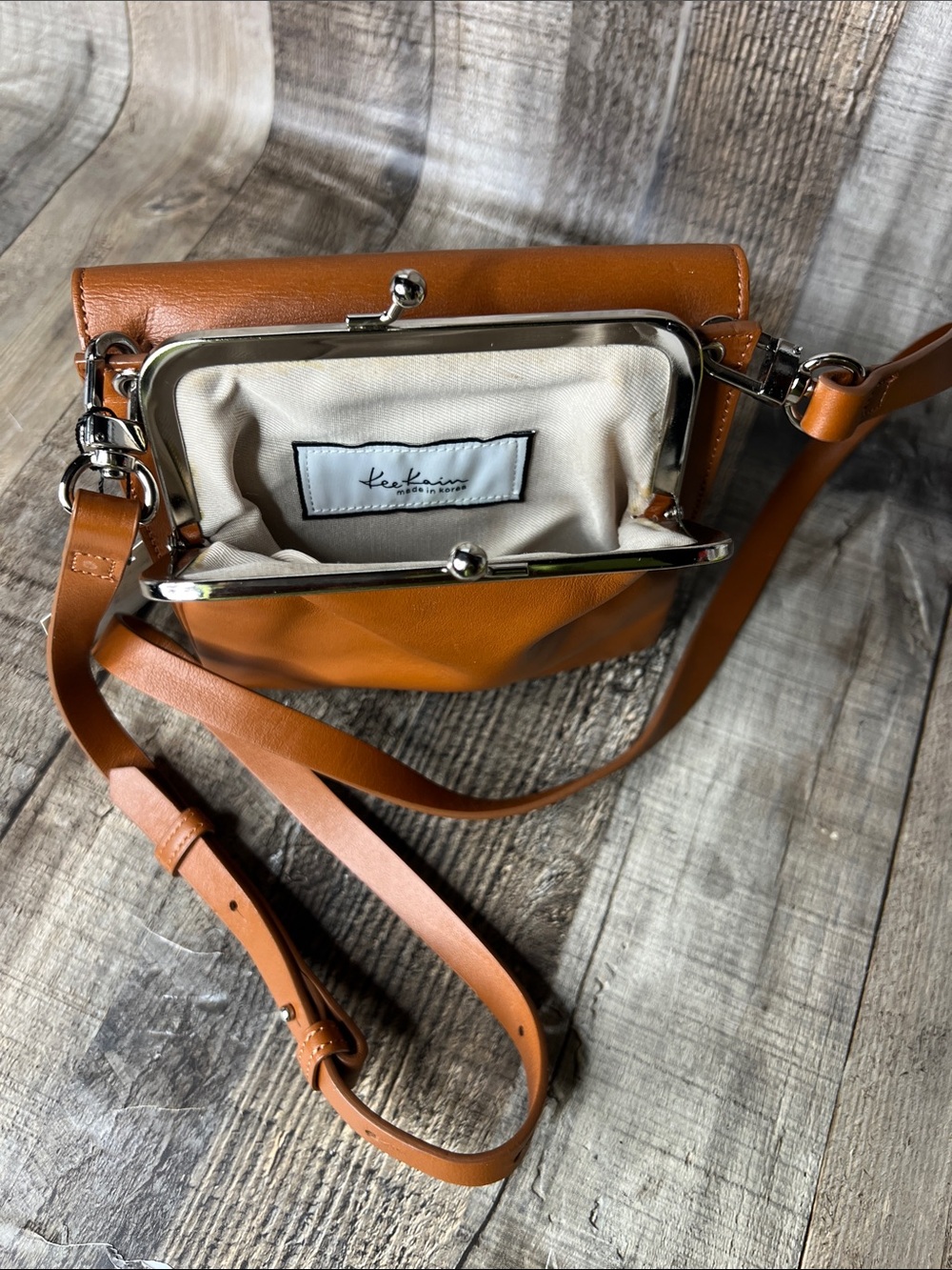 Kee Kain Two-in-One Detachable Mini Brown Leather Crossbody Bag - Picture 10 of 12